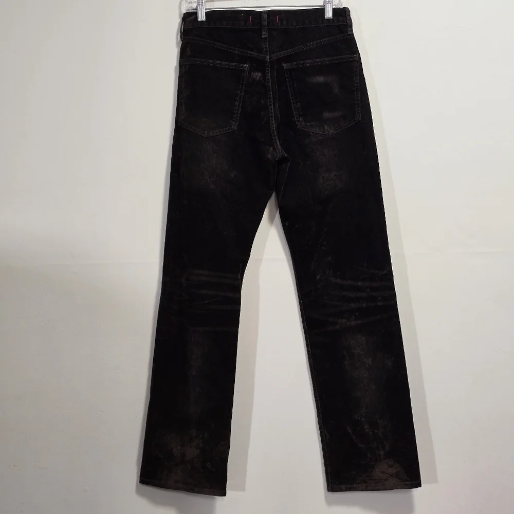Zara Chocolate Brown Black Straight-Leg Velvet Pants - Picture 7 of 8